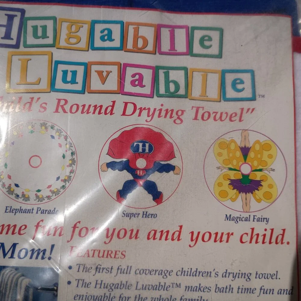 Hugable Luvable Round Poncho Towel Super Hero Boys Haircut Fabric Cape Vintage